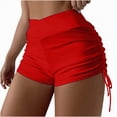 thumbnail image 4 of HCNTES Women's High Waisted Swim Board Shorts UPF50+ Quick Dry Swim Short Bikini Bottoms (Red,M), 4 of 6