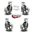 thumbnail image 2 of 12 Inch Heavy Duty Semi Steel Cast Iron Caster Set 2 Swivel Lock 2 Brakes SCC, 2 of 2