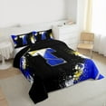 thumbnail image 3 of Feelyou Initial T Letter Bedding Comforter Set, Blue Watercolor Artwork Twin Comforter Sets, Cartoon Basketball Print Reversible Bedding Set, Ultra Soft Bedroom Decor, 2pcs, 3 of 8