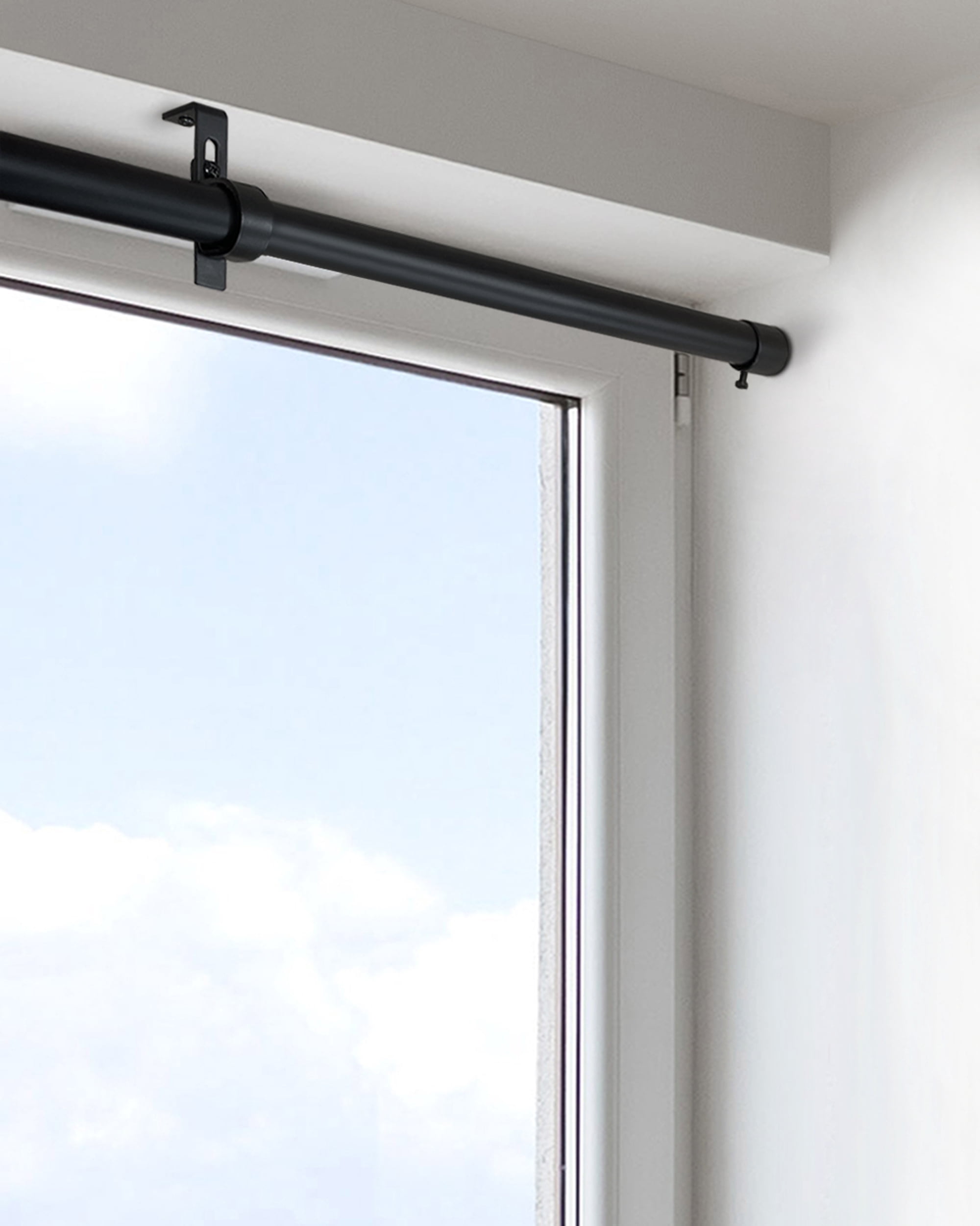 Lumi 1" Condo Single Curtain Rod, 23-120", Black