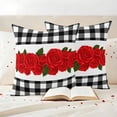 thumbnail image 3 of Red Roses Outdoor Waterproof Pillow Covers, Valentine's Day Romantic Floral Black White Plaid Decorative Square Throw Pillowcase Sofa Cushion Sham for Patio/Couch/Chair, 24"x24" 2 Pack, 3 of 8
