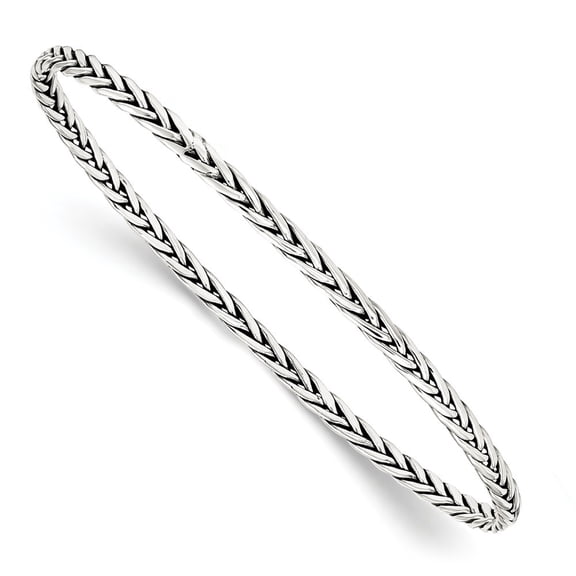 Sterling Silver Polished 3mm Slip-on Bangle Bracelet