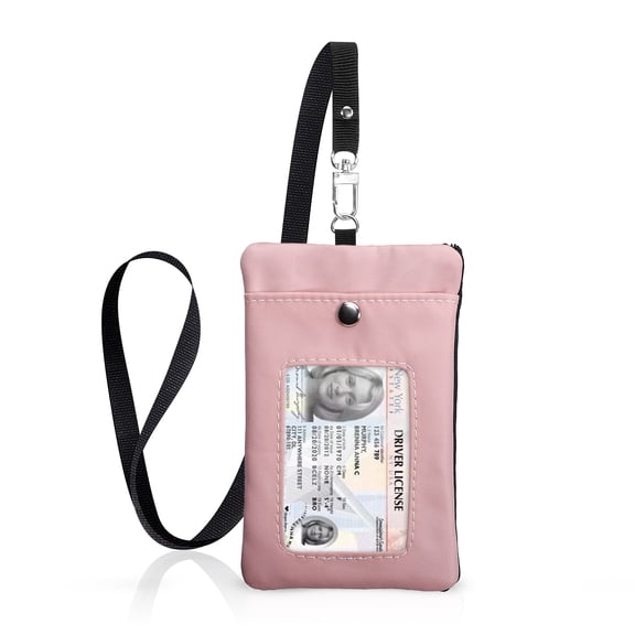 Duryarhall RFID Blocking Card Holder Environmental Zip Id Case Wallet With Neck Lanyard