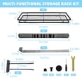 thumbnail image 4 of Broom Holder Door Mount,Door Mounted Broom and Mop Holder with Dual Tool Hooks, Three Slots, and One Tool Storage Basket For Laundry Room, Garage, Closet, warehouse, Kitchen Decor (black), 4 of 6