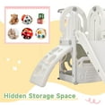 thumbnail image 2 of 5 in 1 Toddler Swing Set, Kids Playground Climber Playset with Slide, Climbing Ramp, Basketball Hoop,and Hidden Toy Storage Space,Freestanding Combination for Babies Indoor&Outdoor,White, 2 of 9