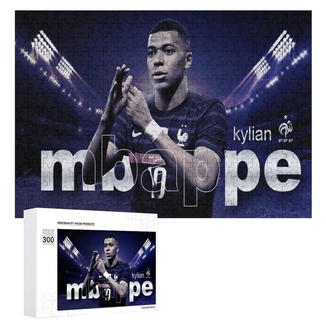 Kylian Mbappé Rompecabezas de Madera Temático para Decoración del Hogar o Regalo para Fans, Amigos y Familia. 300 Piezas