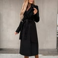 thumbnail image 4 of Homenesgenics Winter Clearance! Women's Trench Coat Fall Long Length Long Sleeve Lapel Open Front Cardigan Overcoat Windbreaker Black M, 4 of 9
