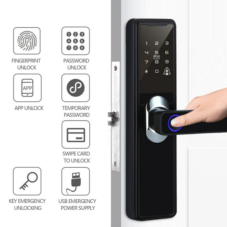 Deals of The Day Clearance Cafuvv Smart Door Lock, Keyless Fingerprint and Touchscreen ,Secure Bluetooth, Easy Install, Digital Door Lock,Great for
