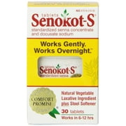 4 Pk Senokot-S Natural Vegetable Laxative Ingredient Plus Stool Softener 30 Ea