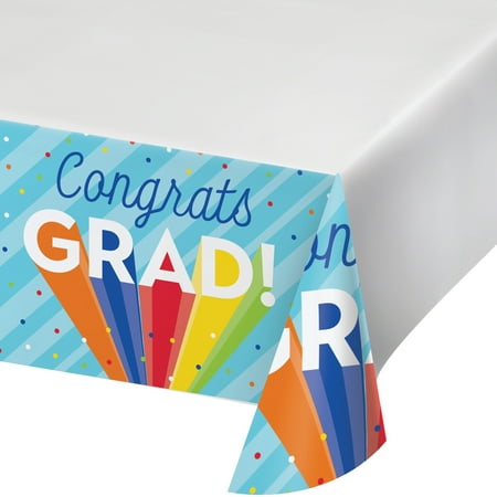 Rainbow Grad Paper Tablecloth 3 Count