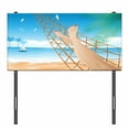 thumbnail image 3 of Beach Headboard, Legs of the Lady Laying in the Hammock Toward the Ocean in Hawaiian Tropical, Upholstered Decorative Metal Bed Headboard with Memory Foam, Twin Size, Cream and Blue, by Ambesonne, 3 of 4