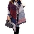 thumbnail image 2 of Mode Femmes Laine Mélange Plaid Wrap Hiver Chaud Molleton Foulard Châle Écharpe, 2 of 5