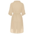 thumbnail image 6 of Maqroz Womens Button Down Beach Cover Up Dress Shirts Sun Protection Collar Long Sleeve Swim Shirts Swimsuit Oversized Baggy Rash Guard Maxi Dresses Shirt Beige Free Size, 6 of 8