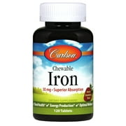 Carlson - Chewable Iron, 30 mg, Superior Absorption, Blood Health, Natural Strawberry Flavor, 120 Tablets