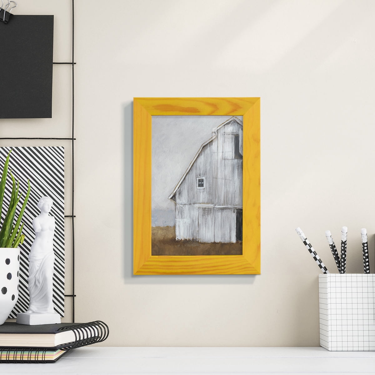 Abandoned Barn II -Framed Print w/glass-Sunflower Yellow