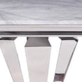 thumbnail image 3 of Benjara End Table with Faux Marble Top and Metal Base, White and Silver, 3 of 6