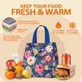 thumbnail image 5 of Pioneer Flower Floral Print Pattern Insulated Lunch Bag for Women & Adults,Large Portable Soft Cooler Lunch Bag,Thermal Food Storage Tote with Pearl Cotton,8.66L,8.75x5.75x9.5 Inch, 5 of 6