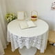 thumbnail image 4 of Mantel de encaje cuadrado crudo beige 35 pulgadas | Mantel de mesa de poliéster bordado floral | Patrón geométrico antideslizante | Decoración de cenas de fiesta de bodas | 1 Paquete 90x90cm, 4 of 6