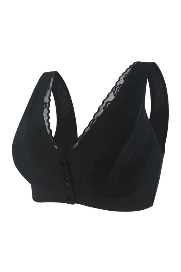 Women's Front Closure Full Coverage Padded Comfort Bra Wire-Free Bra