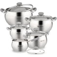 thumbnail image 1 of Juego de utensilios de cocina de inducción de cocina de acero inoxidable moderno Daniks | 10 piezas | Ollas aptas para lavavajillas | Cacerola + 2 cuartos + 3 cuartos + 4 cuartos + 6 cuartos | Asas re, 1 of 5