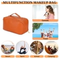 thumbnail image 5 of Bolsa de maquillaje de viaje, bolsa de maquillaje de apertura grande, bolsa de maquillaje portátil que se abre plana para fácil acceso, bolsa de maquillaje de cuero PU, organizador de cosméticos, 5 of 5