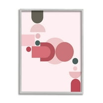Stupell Industries Pink Varied Geometric Shapes Abstract Painting Gray Framed Art Print Wall Art, 24 x 30