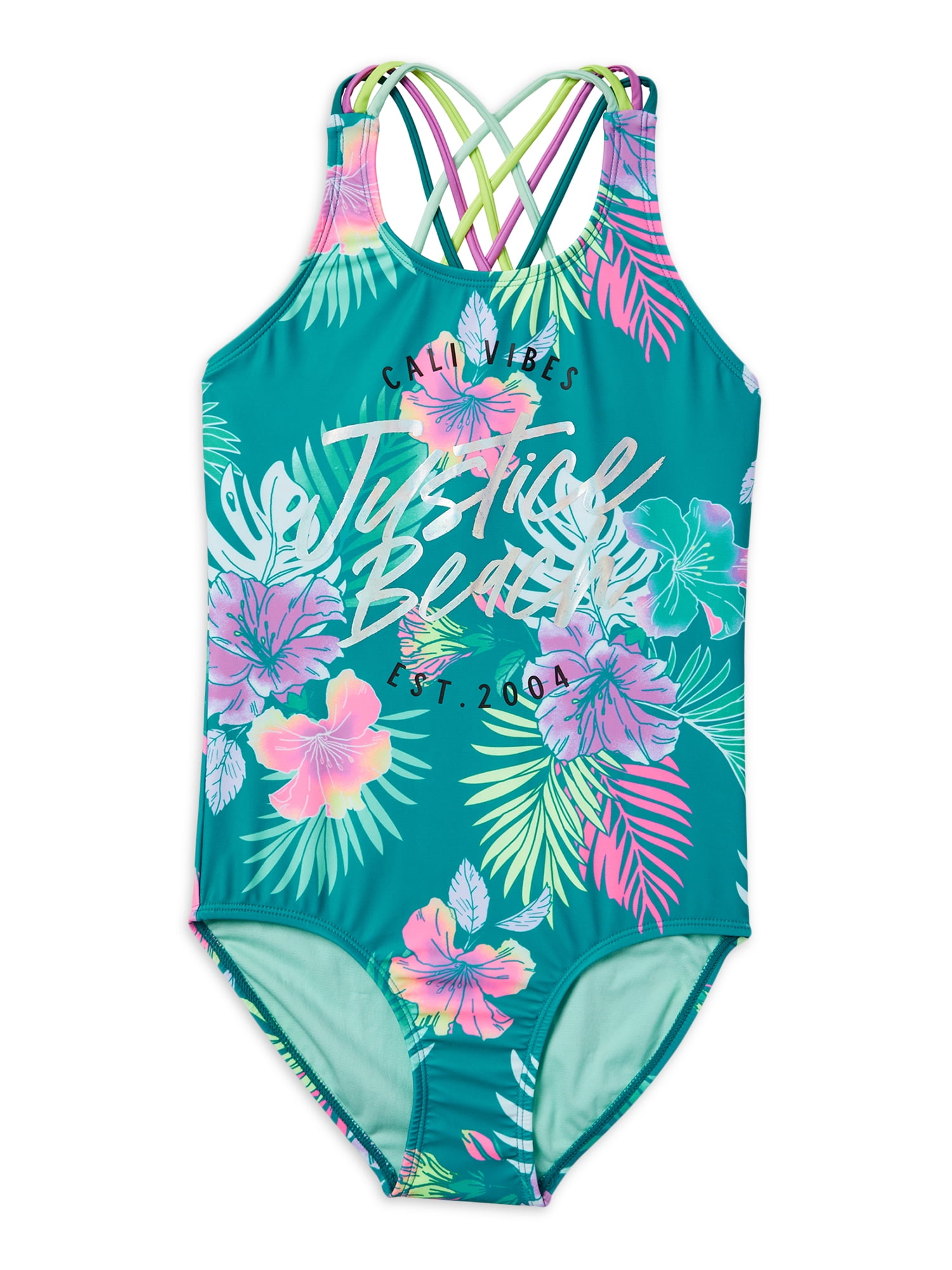 Justice Girls 1 Piece Multi Straps Swimsuit, Sizes 5-18 