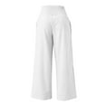 thumbnail image 6 of WTXUE Women'S Pants, Slacks Trousers Leg Solid Color Wide Women Loose High Waisted Pants Women's Casual Pants, Linen Pants Women Pantalones De Mujer, White, 6 of 6