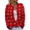 thumbnail image 4 of Red Christmas Sweater For Women Cute Funny Xmas Open Front Button Down Sweater Cardigans Fall Winter Long Sleeves Knitted CoatChristmas Sweater For Women Cute Funny Xmas Open Front But, 4 of 5