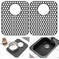 thumbnail image 1 of BEHOK 2 Pack Silicone Sink Protector for Kitchen Sink Bathroom Sink, 13.58"x 11.6" Sink Mat, Non-Slip and Durable Silicone Sink Protectors, Rear Drain (Black), 1 of 7