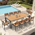 thumbnail image 6 of Crestlive Products 11-Piece Outdoor Dining Table Set for 10,Aluminum Patio Table and Chairs with Umbrella Hole, Brown, 6 of 8