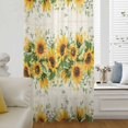 thumbnail image 6 of Sunflower Sheer Curtains 63 Inches Long, Country Botanical Yellow Green Floral Leaf Light Filering Curtains, Breathable Simi Curtain Privacy Drapes for Living Room Bedroom Window Treatment, 6 of 9