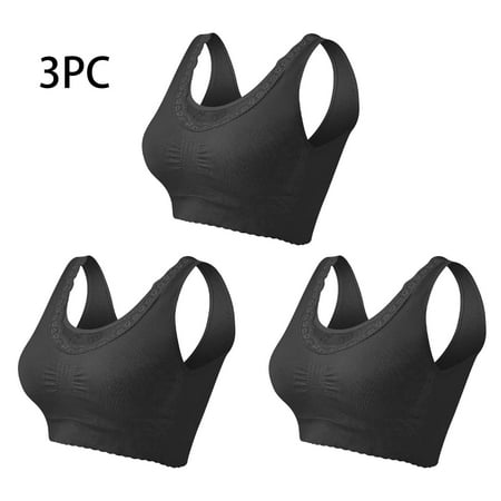 Iyufng Sports Bras for Women Plus Size Push Up Wirefree Bra 3PC Sexy Seamless Steel Ring High Elasticity Enlarged Version Thin Tank Top Large-Sized Bra with Chest Pad Fixed Summer Savings Clearance