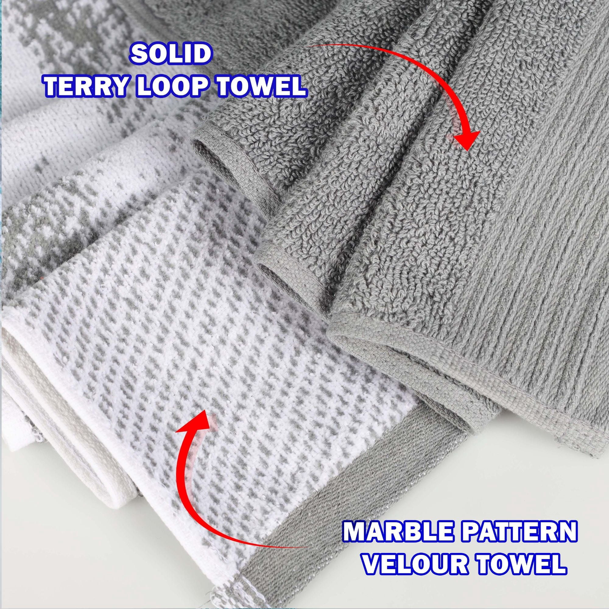 Superior Marble and Solid Jacquard Oversized Cotton Bath Sheets, 2-Pack, Grey
