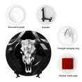 thumbnail image 4 of Zufioo White Black Sheep skull Print Bone China Decorative Plate, Ceramic Dinner Plate with Stand Ceramic Decoration Homewares-8in, 4 of 6