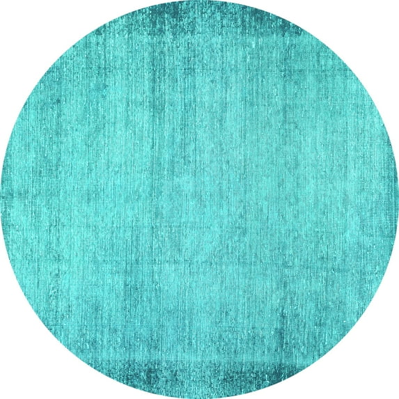 Ahgly Company Indoor Round Abstract Turquoise Blue Modern Area Rugs, 6' Round