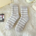 thumbnail image 2 of Prolriy Socks for Women Autumn Winter Striped Plush Insulation Coral Velvet Socks Carpet Socks Sleep Socks Womens Socks Grey, 2 of 3