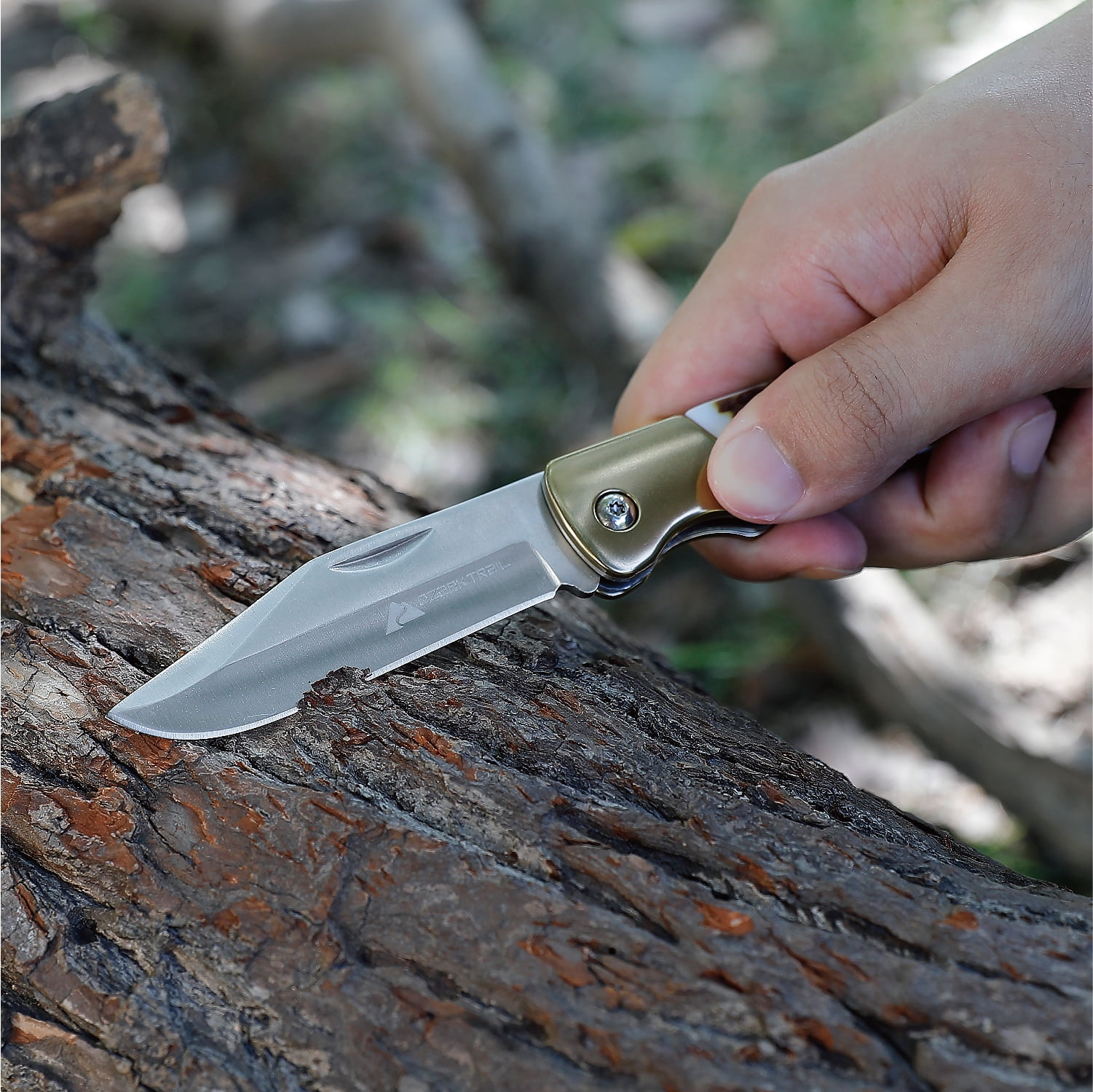 Ozark Trail 7.5-inch Lock-Back Folding Knife with Stag Handle