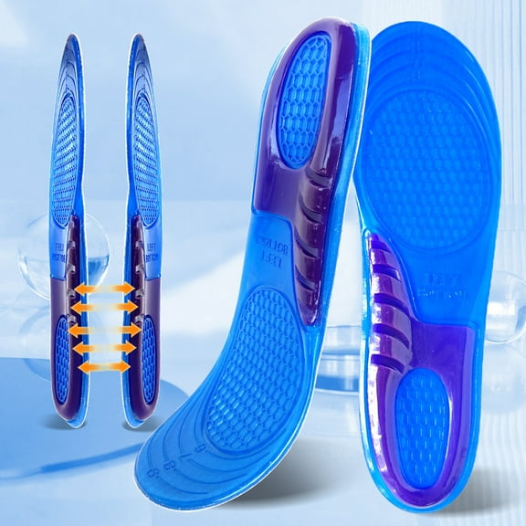 2 Pairs Silicone Gel Insoles for Shoes Soft Shock Absorption Sport Shoes Sole Anti-slip Template for Man Women Foot Care Inserts (2 Pairs Blue,S EU 34-38)