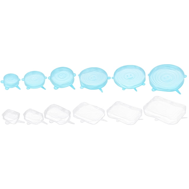 Unique Bargains Couvercle Extensible en Silicone 12Pack Rond Rectangle Couvercle du Récipient pour Micro-Ondes 2Color
