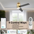 thumbnail image 2 of 52 Inch WiFi Alexa App Gold and White Black Bedroom Patio Smart Flush Mount Ceiling Fans with Lights Remote, 2 of 7