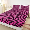 thumbnail image 3 of Homewish Boys Girls Animal Zebra Print 4pcs Bed Sheets,Abstract Geometric Stripes King Sheets,Black Pink Super Cozy Sheet Set,Microfiber Bedroom Decor, 3 of 7