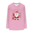 thumbnail image 5 of asdoklhq Womens Fall Tops Women's Fashionable and Casual Loose Christmas V-neck Long Sleeved T-shirt Top Pink XL, 5 of 6