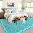 thumbnail image 2 of Hasoo Washable Large 10' x 13' Area Rug for Living Room Modern Indoor Scalloped Carpet Non-shedding, Teal, 2 of 5