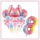 thumbnail image 3 of Decoraciones para fiesta de cumpleaños de Disney Stitch, globos 3D de Lilo y Stitch, vasos de papel rosados, platos, servilletas, suministros, pancartas, vajilla para niños, 3 of 5
