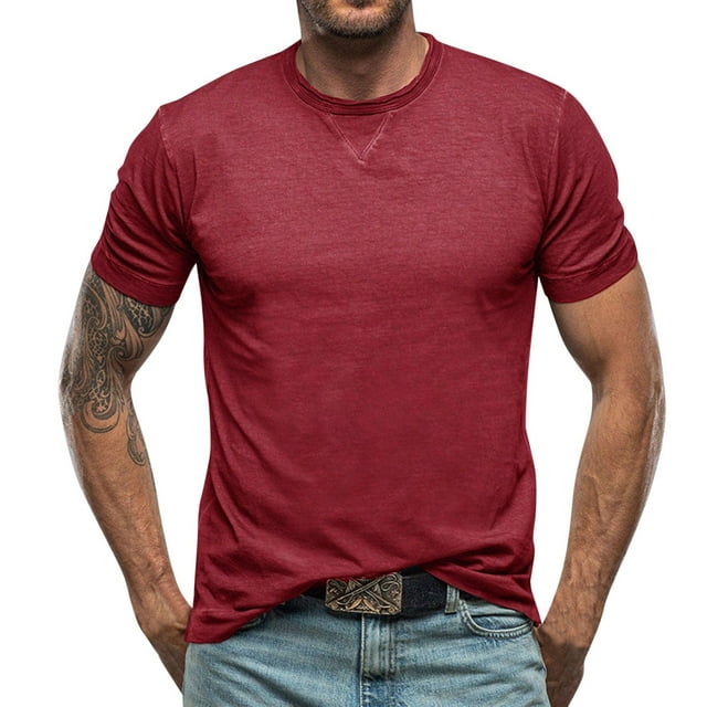 toraway Mens Shirts Long Sleeve Button down Summer Clothes for Men Male Spring and Summer Pure Cotton Short Sleeve Henley Solid Color Round Neck Design Top T Shirt XXL