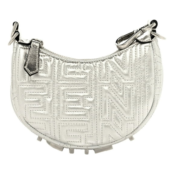 Fendi x Marc Jacobs Fendigraphy Silver Nano Embroidered Miniature Hobo Charm Leather Bag