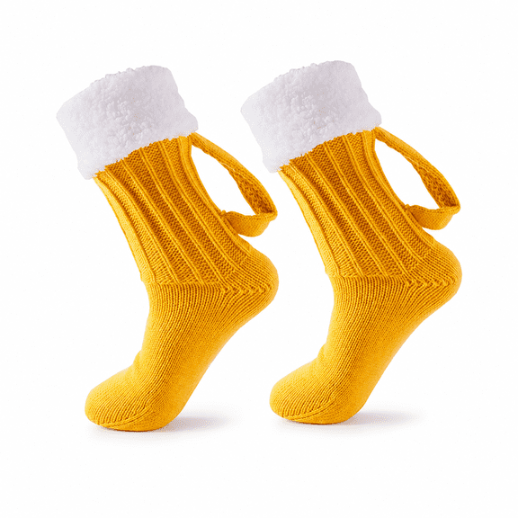 Beer Mug Socks, Funny Beer Lovers Novelty Socks for Men and Women, Soft Acrylic Crew Socks for Oktoberfest Christmas Birthday Gifts