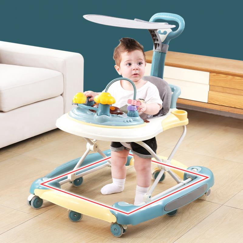 YUCHANG 5-in-1 Baby Walker ,for Boys and Girls , 6 -24 Months  - Foldable, Height Adjustable with Wheels (Green)