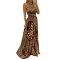 thumbnail image 2 of KOMOO Women Bohemian Long Dress Leopard Butterfly Backless Halter Dress High Elastic Waist Dress, 2 of 8